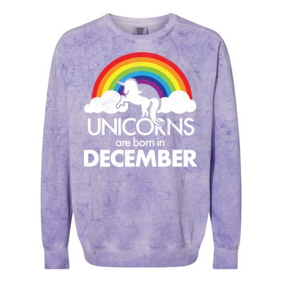 Unicorns Are Born In December Rainbow Retro Colorblast Crewneck Sweatshirt