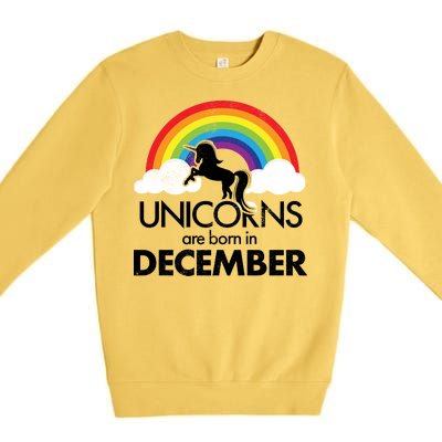 Unicorns Are Born In December Rainbow Retro Premium Crewneck Sweatshirt