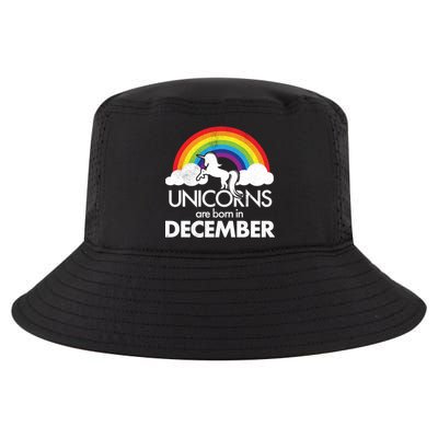 Unicorns Are Born In December Rainbow Retro Cool Comfort Performance Bucket Hat