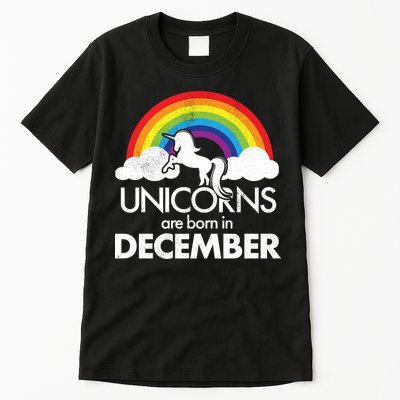 Unicorns Are Born In December Rainbow Retro Tall T-Shirt