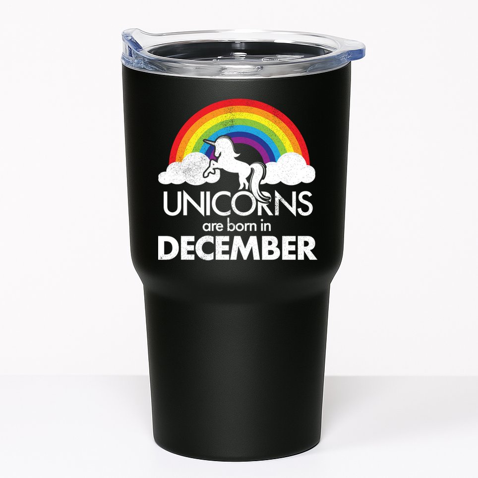 Unicorns Are Born In December Rainbow Retro Tumbler