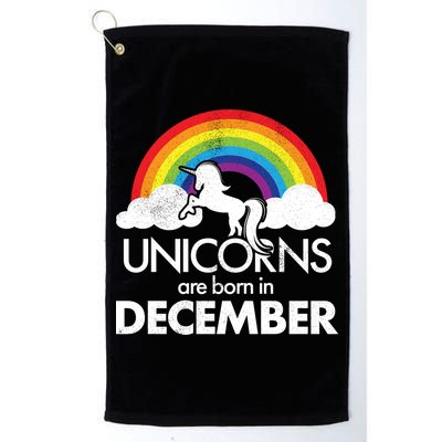 Unicorns Are Born In December Rainbow Retro Golf Towel