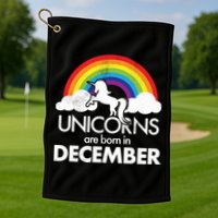 Unicorns Are Born In December Rainbow Retro Golf Towel