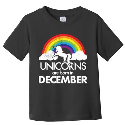 Unicorns Are Born In December Rainbow Retro Toddler T-Shirt