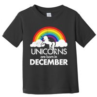 Unicorns Are Born In December Rainbow Retro Toddler T-Shirt