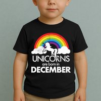 Unicorns Are Born In December Rainbow Retro Toddler T-Shirt
