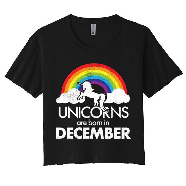 Unicorns Are Born In December Rainbow Retro Crop Top