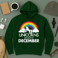 Unicorns Are Born In December Rainbow Retro Hoodie