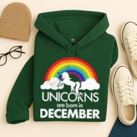 Unicorns Are Born In December Rainbow Retro Hoodie