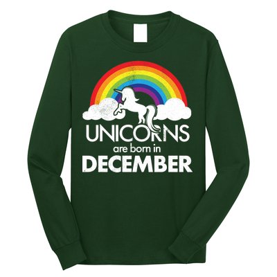 Unicorns Are Born In December Rainbow Retro Long Sleeve Shirt