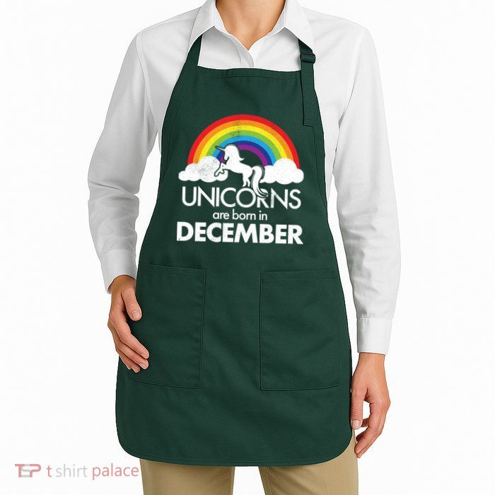Unicorns Are Born In December Rainbow Retro Apron