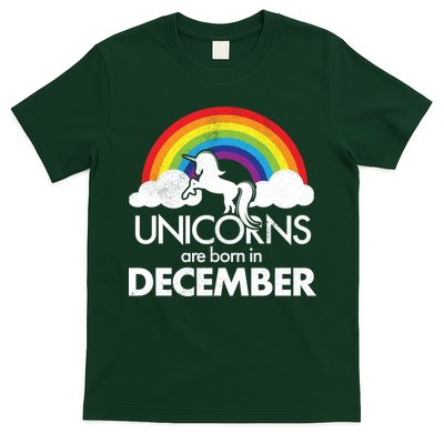 Unicorns Are Born In December Rainbow Retro T-Shirt
