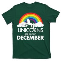 Unicorns Are Born In December Rainbow Retro T-Shirt