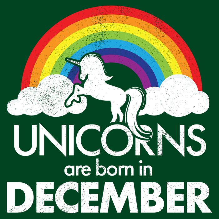 Unicorns Are Born In December Rainbow Retro T-Shirt