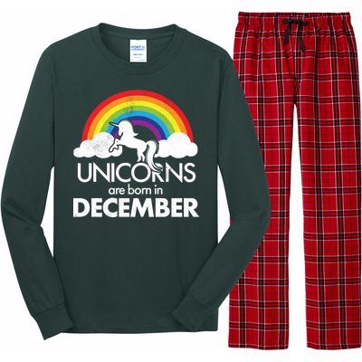 Unicorns Are Born In December Rainbow Retro Long Sleeve Pajama Set