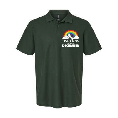 Unicorns Are Born In December Rainbow Retro Softstyle Adult Sport Polo