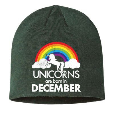 Unicorns Are Born In December Rainbow Retro Sustainable Beanie