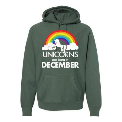 Unicorns Are Born In December Rainbow Retro Premium Hoodie