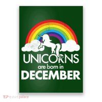 Unicorns Are Born In December Rainbow Retro Poster