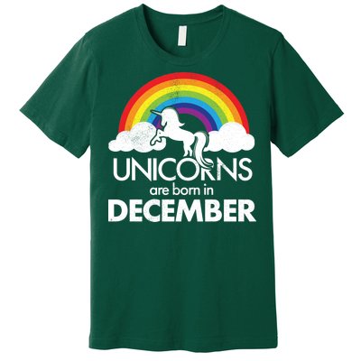 Unicorns Are Born In December Rainbow Retro Premium T-Shirt