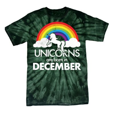 Unicorns Are Born In December Rainbow Retro Tie-Dye T-Shirt