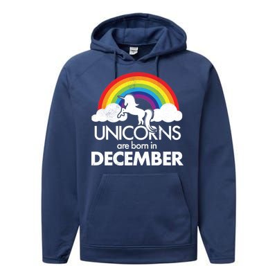 Unicorns Are Born In December Rainbow Retro Performance Fleece Hoodie