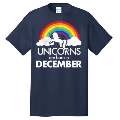 Unicorns Are Born In December Rainbow Retro Tall T-Shirt