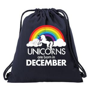 Unicorns Are Born In December Rainbow Retro Drawstring Bag