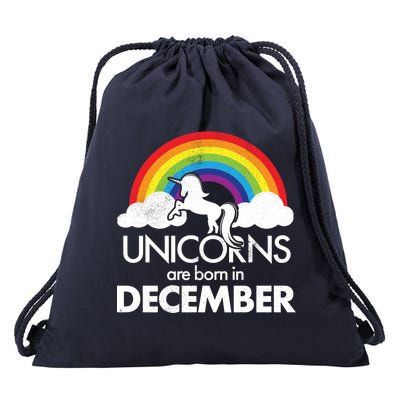 Unicorns Are Born In December Rainbow Retro Drawstring Bag