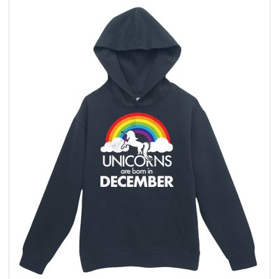 Unicorns Are Born In December Rainbow Retro Urban Pullover Hoodie