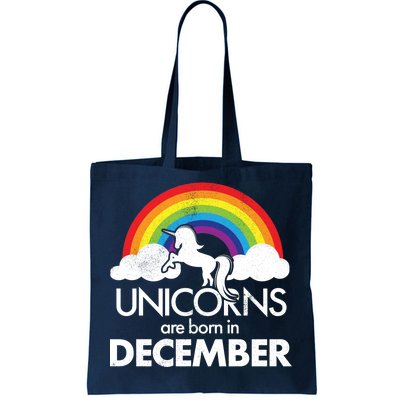 Unicorns Are Born In December Rainbow Retro Tote Bag