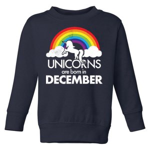 Unicorns Are Born In December Rainbow Retro Toddler Sweatshirt