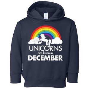 Unicorns Are Born In December Rainbow Retro Toddler Hoodie