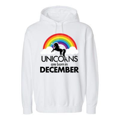 Unicorns Are Born In December Rainbow Retro Garment-Dyed Fleece Hoodie