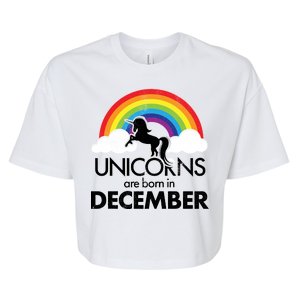 Unicorns Are Born In December Rainbow Retro Bella+Canvas Jersey Crop Tee