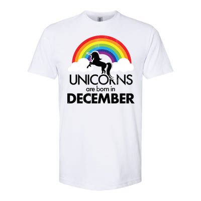 Unicorns Are Born In December Rainbow Retro Softstyle CVC T-Shirt