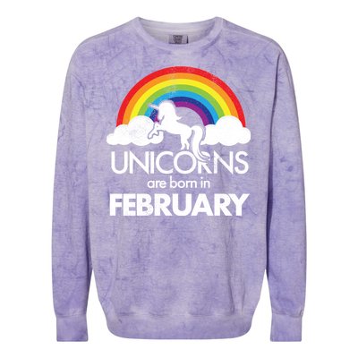 Unicorns Are Born in February  Colorblast Crewneck Sweatshirt