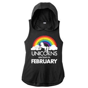 Unicorns Are Born in February  Ladies PosiCharge Tri-Blend Wicking Draft Hoodie Tank