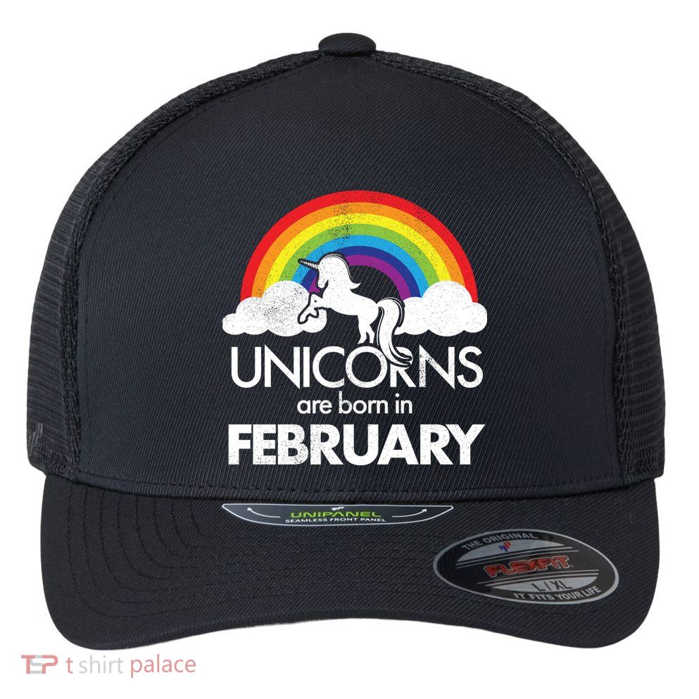 Unicorns Are Born in February  Flexfit Unipanel Trucker Cap