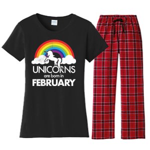 Unicorns Are Born in February  Women's Flannel Pajama Set