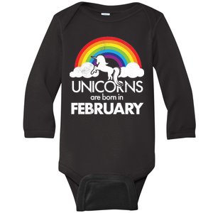 Unicorns Are Born in February  Baby Long Sleeve Bodysuit