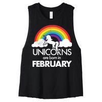 Unicorns Are Born in February  Women's Racerback Cropped Tank