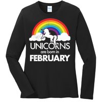 Unicorns Are Born in February  Ladies Long Sleeve Shirt