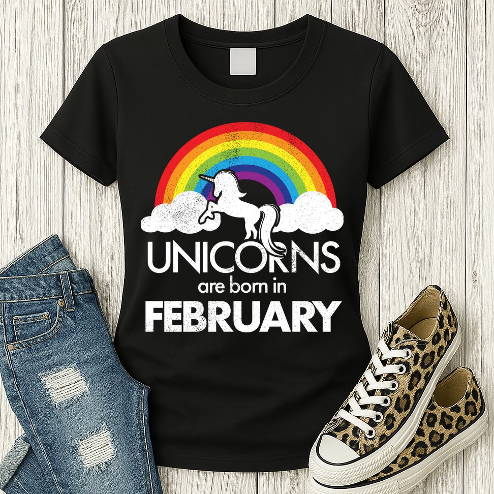 Unicorns Are Born in February  Womens T-Shirt