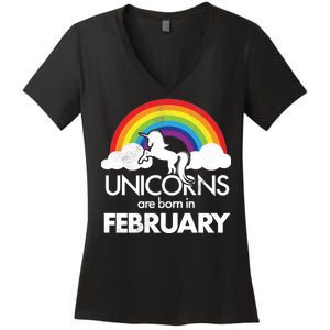 Unicorns Are Born in February  Women's V-Neck T-Shirt