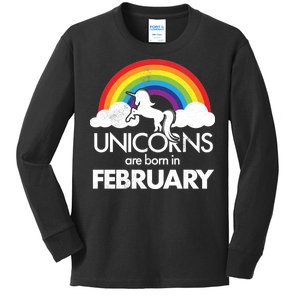 Unicorns Are Born in February  Kids Long Sleeve Shirt