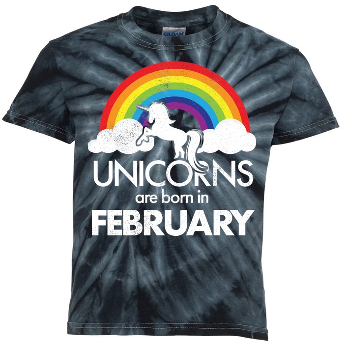 Unicorns Are Born in February  Kids Tie-Dye T-Shirt