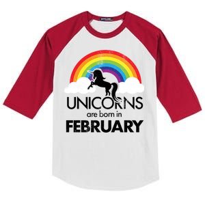 Unicorns Are Born in February  Kids Colorblock Raglan Jersey