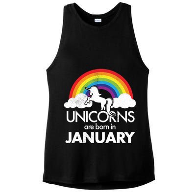 Unicorns Are Born in January Ladies PosiCharge Tri-Blend Wicking Tank