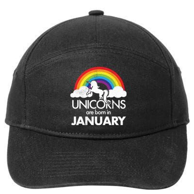 Unicorns Are Born in January 7-Panel Snapback Hat